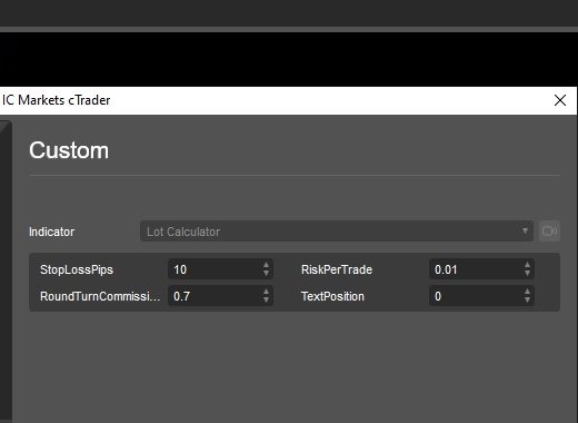 lot calculator ctrader indicator